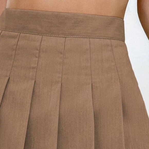 pleated mini skirt fall winter chic trending preppy brown - Picture 5 of 7